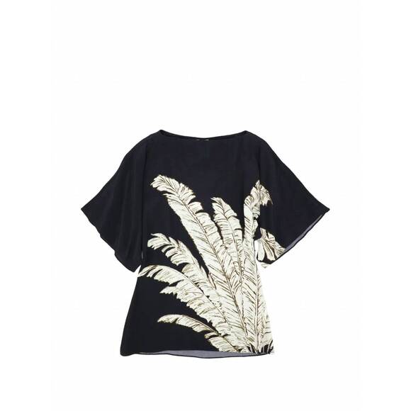HEMANT & NANDITA Tops - NEW HEMANT & NANDITA women's palm boat neck blouse in black
